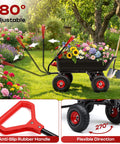 Heavy Duty Garden Dump Cart For Yard Farm And Garden Hauling With 900 Lb Capacity And 10 Inch Non Slip Pneumatic Tires Quick Release System Four Wheel Steel Frame Wagon For Easy Transport And Heavy Load Hauling.