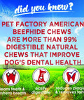 American Beefhide 12 Inch Knotted Dog Bone Chew Treat health benefits and digestibility information with dental icons