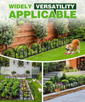 Customizable Decorative Garden Fence Kit With 20 Black Metal Panels 21.67 Feet Long And 17 Inches High Easy Tool Free Setup