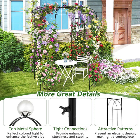 Epic French Style Birdcage Gazebo Trellis For Climbing Plants And Events Metal Arch Pergola Garden Arbor in a colorful garden.