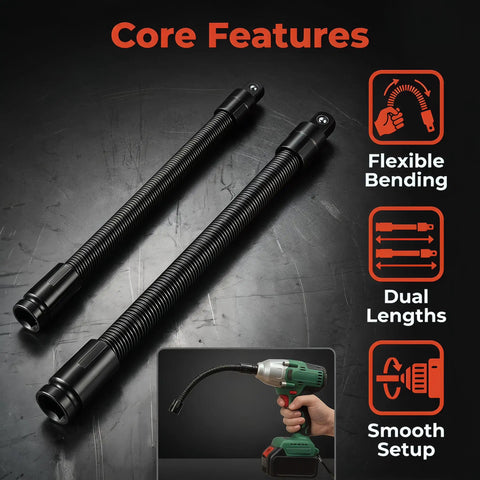 Secure Socket Locking 360 Degree Flexible Wrench Extension Rod For Workin In Tight Spots Bendable Extension Bar shown