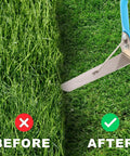 Double Edged Sickle With 304 Stainless Steel Sharp Blade For Garden Weed Cutter Tool demonstrating grass cutting results.