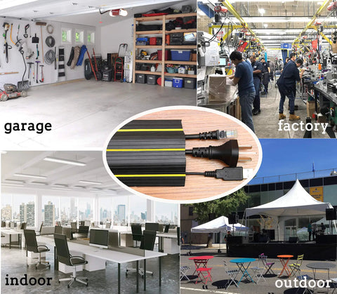 10ft Floor Cord Cover For Home Or Office With 3 Cord Channels Quick Install Cable Protector in various settings