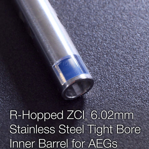 R Hop AEG Upgrade Kit With ZCI 6.02mm Tightbore Barrel displayed on dark surface