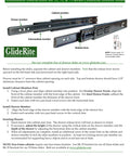 Installation guide for GlideRite drawer slides with labeled parts and instructions.