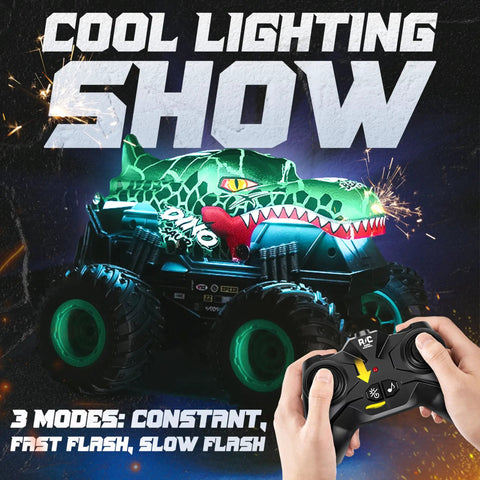 Monster Truck Remote Control Car With Lights And Music 1 To 20 Scale RC Truck For Kids Aged 4 To 7 with lighting effects and remote