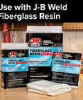 Fiberglass Cloth Repair Kit 8 Sq Ft 46.5 By 25 Inches with J-B Weld resin on a wooden table