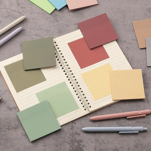Transparent Sticky Notes Set With 12 Pads And 600 Sheets See Through 3 By 3 Inch on notebook with pens and pads around