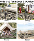 Waterproof Outdoor Rug 5x8 Ft Reversible Plastic Straw Pattern Patio Camping Mat For Outdoor And Indoor Use Built To Last