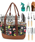 10-Piece Garden Tool Set With Pro-Grade Stainless Steel Rust-Proof Tools Ergonomic Wood Handles Reinforced Organizer Bag