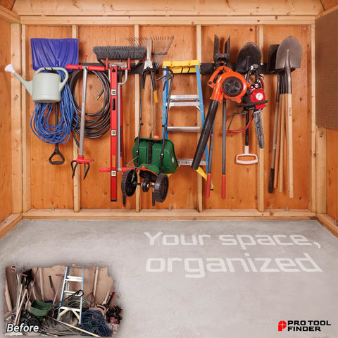 Garage Tool Organizer Wall Mount Rack With Beefy Heavy Gauge Steel Backplate And Welded Hooks Holds 650 Lbs Stud Mount