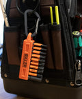 Compact bit holder with 2 Inch Ball End Hex Bit Set, 20 Piece S2 Steel With Torsion Zone, attached to a tool bag