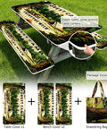 3 Piece Fitted Picnic Table Cover Set For Outdoor 6ft Tables And Benches, Waterproof Windproof, Forest Camp design