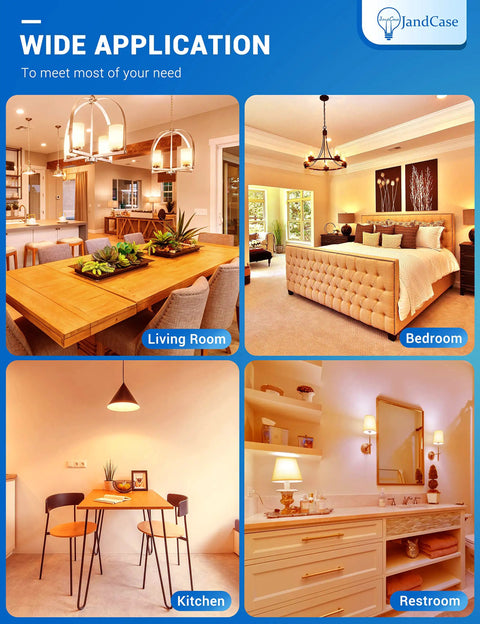 Image showing Color Changing E12 Candelabra LED Bulb 5W 40W Incandescent Equivalent RGB use in living room, bedroom, kitchen, and restroom.