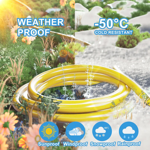 Tough As Nails Heavy Duty Outdoor Extension Cord 100 Ft Waterproof With Lighted End coiled in grass and snow, weatherproof signs