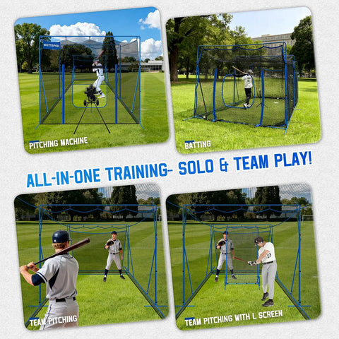 20x10x8 Ft Baseball Softball Cage With Hitting Net Dual Sided 7 Ply Netting for solo or team practice outdoor view
