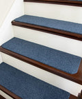 No Slip Stair Treads for Kids and Pets 28x9 Inch Indoor Carpet Runners With 100 Percent Polyester and TPE Backing 13 Pack on stairs.