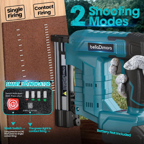 Badass Two In One Cordless Brad Nailer And Staple Gun Combo with two modes, LED indicator, and textured grip for precise firing.