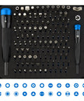 Manta Driver Kit All In One Household PC Phone And Electronics Bit Set with 1/4 inch and 4 mm drive, 112 precision bits displayed
