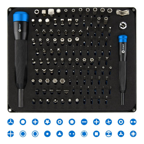 Manta Driver Kit All In One Household PC Phone And Electronics Bit Set with 1/4 inch and 4 mm drive, 112 precision bits displayed