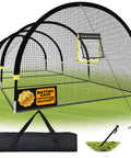 Backyard Baseball Batting Cage With 30ft By 12ft By 8ft Frame Portable Practice Net Featuring Pitching Machine Hole Durable 1.25 Inch Mesh