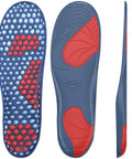Sore Soles Pain Relief Orthotics For Men And Women, Cushioned Insoles with Trim To Fit Design, Blue and Red Color, Three Angles