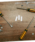 Pro Grade Nylon Hidden Fasteners For Wood Shelves And Cabinets 100 Pack on wooden surface with screwdrivers and screws.