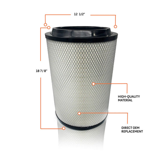 Engine Air Filter And Two Carbon Activated Cabin Air Filters Replacement For Volvo VNL 2002 And Up Semi Trucks with size details