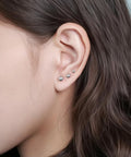 Heavy Duty Titanium Screw Back Flat Back Ball Stud Earrings For Women And Men With Hypoallergenic Nickel Free Build visible in ear.