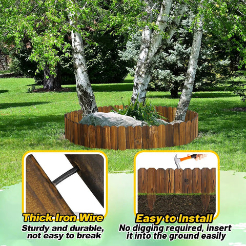 Weather Resistant Pine Garden Edging Border Fence For Outdoor Patio Lawns And Flower Beds 11.8 Feet By 8 Inches around trees
