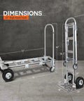 AS7B Heavy Duty Aluminum Hand Truck 2 In 1 Convertible Dolly, 800 Lb Capacity, 63 inch high beveled nose plate dimensions