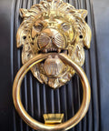 Vintage Brass Lion Door Knocker And Gate Pull With Solid Brass Finish Embossed Lion Mouth Design Traditional Door Accessory