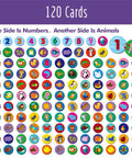 120 Math Games Round Cards For Kids Add Subtract Fun And Easy with numbers one side, animals on the other, educational toy.
