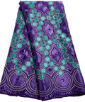 African Lace Fabric 5 Yards Jacquard Guipure Embroidery Floral Lace in Purple and Blue for Party Dress Sewing, Nigerian Style