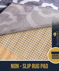 Non Slip Rug Lock Grip For Hard Floors Keeps Area Rugs From Sliding With Cushioned Padding And Floor Protection Pads In Multiple Sizes For 4x7 Rugs Safe Discreet Easy Installation shown under a rug