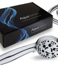 High Pressure Six Setting Handheld Showerhead With Hose 3.5 Inch Chrome Face for a powerful rinse next to packaging and hose