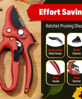 Ratchet Pruning Shears With 3X Cutting Power Heavy Duty Anvil Pruners Replaceable Blade Effort Saving Garden Shears Model DGR01