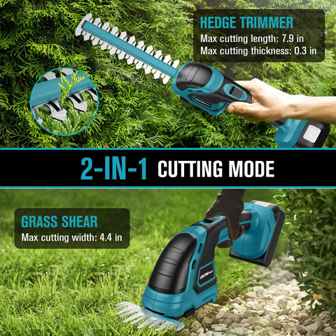 Cordless Hedge Trimmer Tool Only For Makita 18V Battery Battery Not Included Handy Lightweight Bush Trimmer shown in action