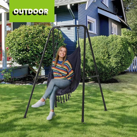 Beefy Swing Stand For Hammock Chair With Heavy Duty Steel Frame Max Load 330 Lbs Indoor Or Outdoor Use Stand Only Hammock Chair Not Included Powder Coated Black in garden