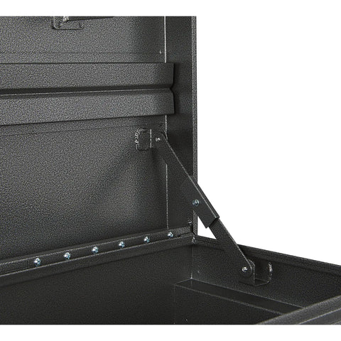 Tough As Nails Lockable Tool Box For Job Sites Built From Solid Carbon Steel With High Security Anti Pry Design And Rugged Gray Finish Keeps Gear Locked Down Secure On Demanding Construction Worksites Daily