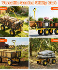 Rugged 500 Lb Capacity Heavy Duty Garden Cart With Steel Frame Adjustable Rotating Handle 10 In All Terrain Tires Removable Mesh Sides