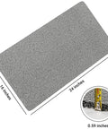 Super Chill Non Slip Shower Mat With Quick Dry Drain Holes And Sticky Traction Phthalate Free PVC Bathroom Must Have Quick Drying Loofah Texture Grey 24X16 Inches Plus Drain, showing 24x16 inch mat with loofah texture.