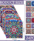Front view of Copkim 24-pack mandala microfiber cleaning cloths for eyeglasses, 6x6 inches.