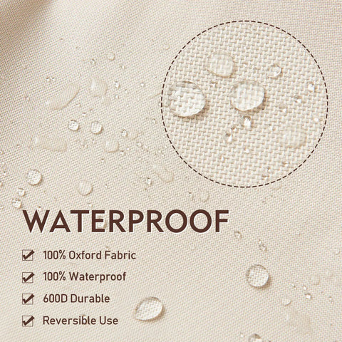 Close-up of waterproof fabric showing droplets on All-Season Waterproof Outdoor Chair Covers Set, Heavy-Duty 600D Polyester.