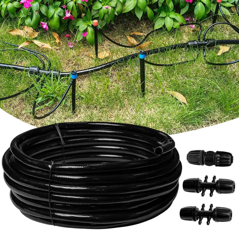 Half Inch Drip Irrigation Tubing For Garden And Landscape Main Line Hose Thick Three Millimeter Wall 50 Feet with connectors
