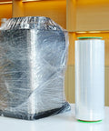 Two Pack Clear Stretch Film 12 X 1000 Feet 80 Gauge Heavy Duty Self Adhering Plastic Wrap With Handles Super Tough Grip and Holds Like A Champ For Moving And Shipping, wrapping a container.