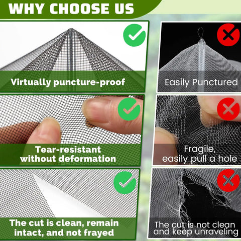 Ultra Fine Nano PP Garden Netting 10 X 20 Ft Birdproof Barrier Screen, tear-resistant comparison with competitor's mesh