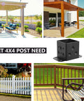 Heavy Duty 4x4 Post Base Anchor Kit with all accessories for wood fence deck and pergola mounting in steel post brackets
