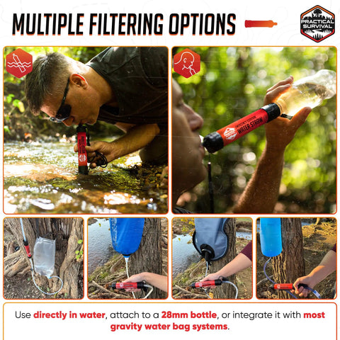 Heavy Duty Emergency Water Straws For On The Go Hydration Ultra Lightweight Reusable Filtration Straws in use for safe drinking