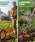 2 In 1 Manual Wheel Hoe Garden Cultivator With Adjustable Long Handle 51.9 To 64.9 Inches in use by farmers for weeding and soil loosening